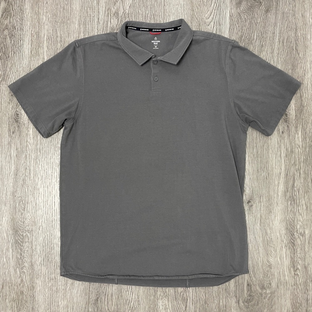 Western Rise Polo Shirt Mens M Gray Limitless Tech Cotton Blend Performance